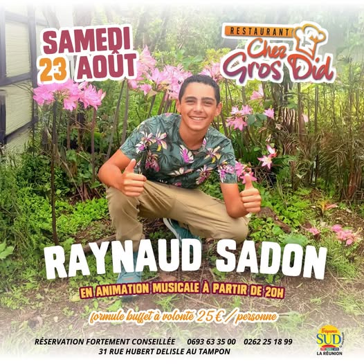 Ce samedi soir 23 Ao&ucirc;t, vivez l&rsquo;enchantement chez GROS DID  &Agrave; la tomb&eacute;e de la nuit, d&egrave;s 20h, les lumi&egrave;res s&rsquo;allument et la magie op&egrave;re&hellip; La voix charismatique de Raynaud Music vainqueur du concours THE VOICE 2022 r&eacute;sonne, emportant vos c&oelig;urs dans un voyage musical unique . Kalprod Radio 